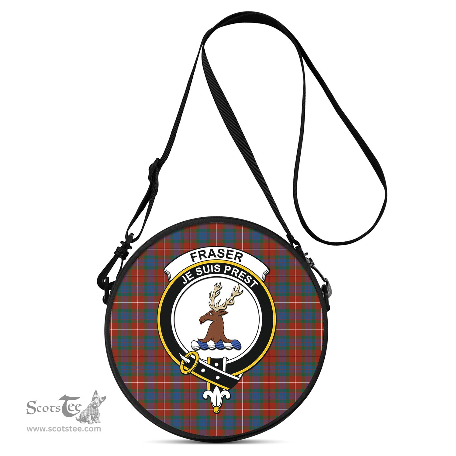 Scottish Fraser Ancient Tartan Round Crossbody Bags - Round Purse with Family Crest Scottish Plaid Tartan Plaid - ScotsTee - scotstee.com