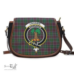 Scottish Crosbie Tartan Saddle Crossbody Bag with Family Crest Scottish Plaid Tartan Plaid - ScotsTee - scotstee.com