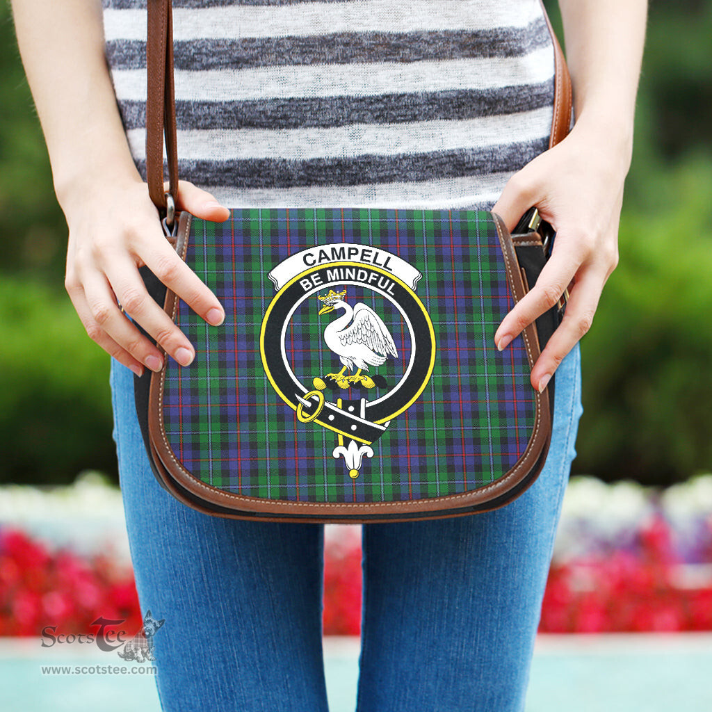 Scottish Campbell of Cawdor Tartan Saddle Crossbody Bag with Family Crest Scottish Plaid Tartan Plaid - ScotsTee - scotstee.com