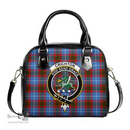 Scottish Crichton Tartan Shoulder Handbags with Family Crest Scottish Plaid Tartan Plaid - ScotsTee - scotstee.com