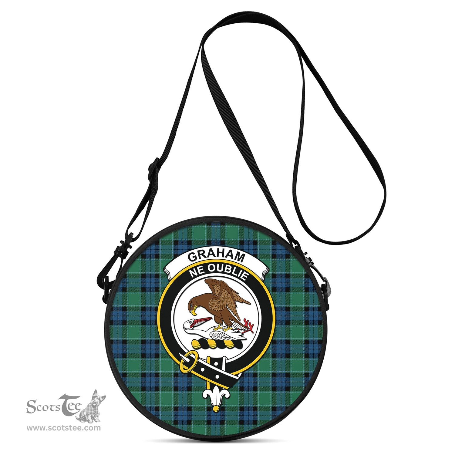 Scottish Graham of Menteith Ancient Tartan Round Crossbody Bags - Round Purse with Family Crest Scottish Plaid Tartan Plaid - ScotsTee - scotstee.com