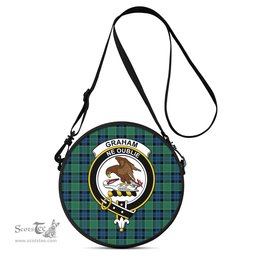 Scottish Graham of Menteith Ancient Tartan Round Crossbody Bags - Round Purse with Family Crest Scottish Plaid Tartan Plaid - ScotsTee - scotstee.com