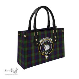 Scottish Cunningham Hunting Tartan Leather Bag for Women with Family Crest Scottish Plaid Tartan Plaid - ScotsTee - scotstee.com