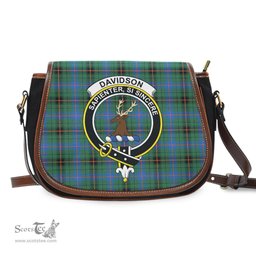 Scottish Davidson Ancient Tartan Saddle Crossbody Bag with Family Crest Scottish Plaid Tartan Plaid - ScotsTee - scotstee.com