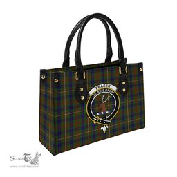 Scottish Fraser Hunting Tartan Leather Bag for Women with Family Crest Scottish Plaid Tartan Plaid - ScotsTee - scotstee.com