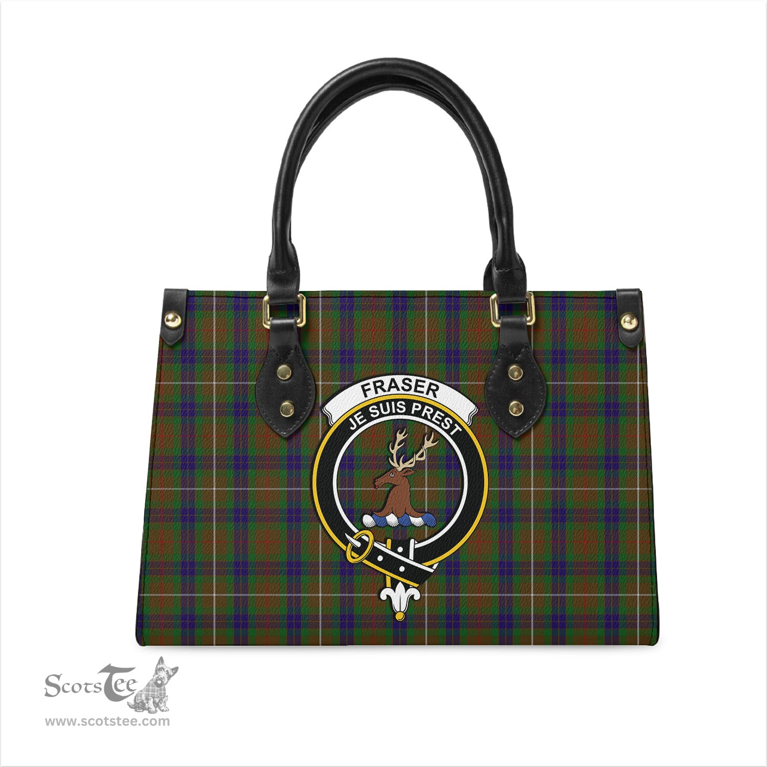 Scottish Fraser Hunting Tartan Leather Bag for Women with Family Crest Scottish Plaid Tartan Plaid - ScotsTee - scotstee.com