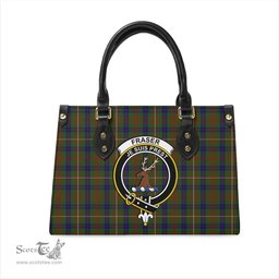 Scottish Fraser Hunting Tartan Leather Bag for Women with Family Crest Scottish Plaid Tartan Plaid - ScotsTee - scotstee.com
