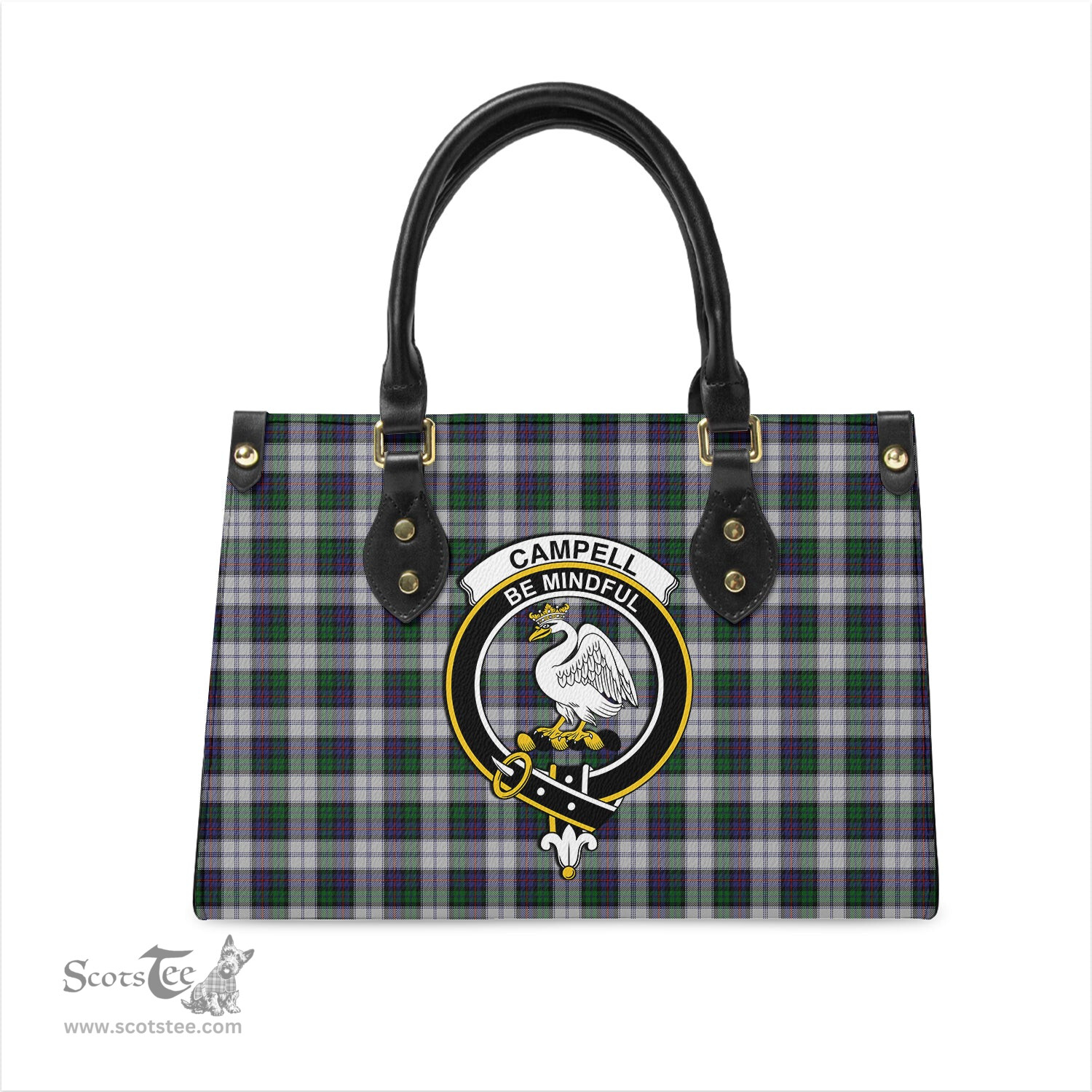 Scottish Campbell of Cawdor Dress Tartan Leather Bag for Women with Family Crest Scottish Plaid Tartan Plaid - ScotsTee - scotstee.com