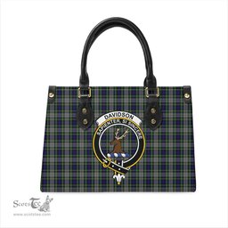 Scottish Davidson of Tulloch Dress Tartan Leather Bag for Women with Family Crest Scottish Plaid Tartan Plaid - ScotsTee - scotstee.com