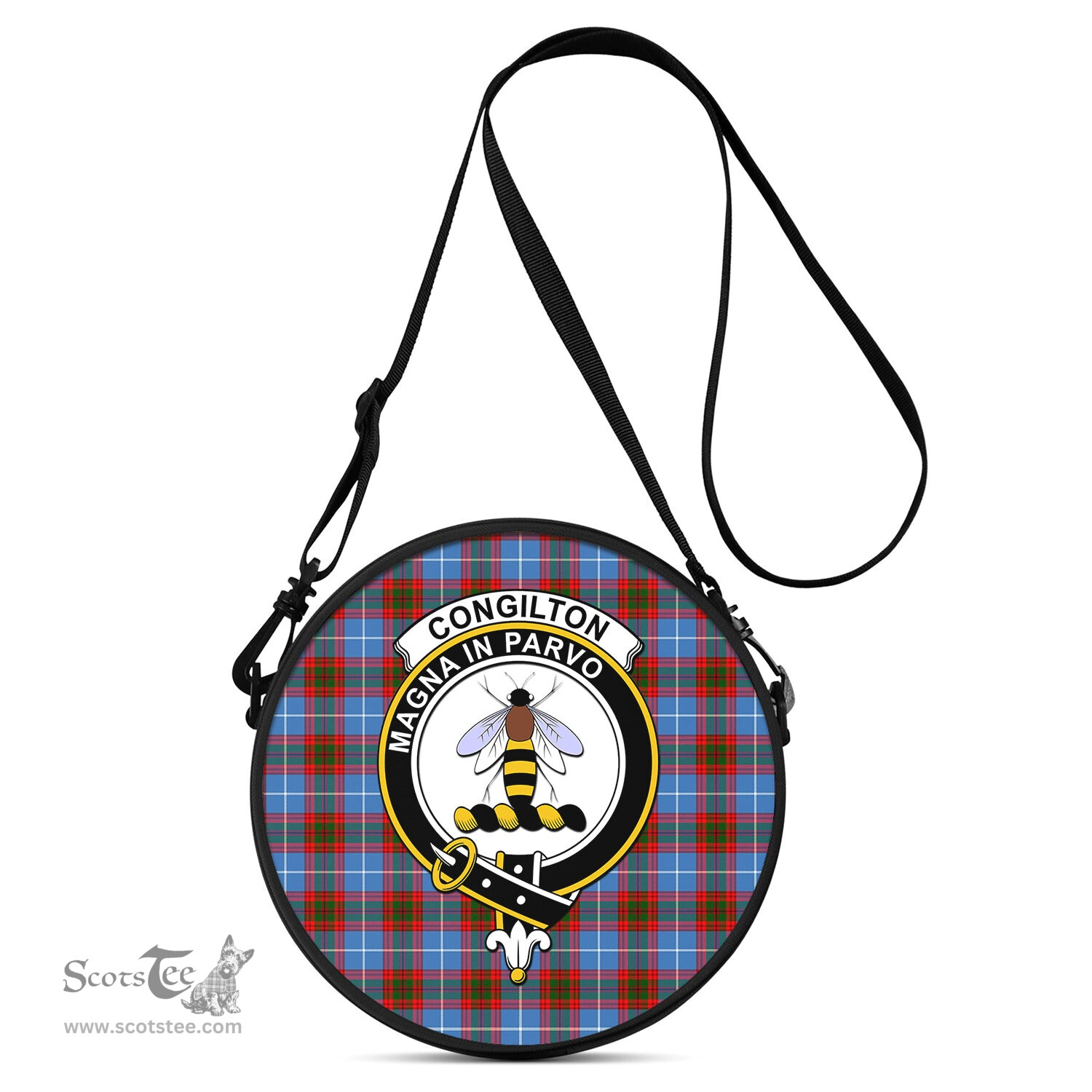 Scottish Congilton Tartan Round Crossbody Bags - Round Purse with Family Crest Scottish Plaid Tartan Plaid - ScotsTee - scotstee.com