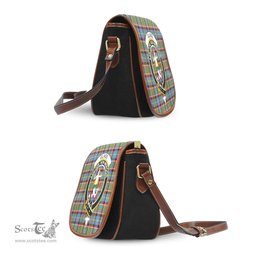 Scottish Glass Tartan Saddle Crossbody Bag with Family Crest Scottish Plaid Tartan Plaid - ScotsTee - scotstee.com