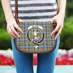 Scottish Glass Tartan Saddle Crossbody Bag with Family Crest Scottish Plaid Tartan Plaid - ScotsTee - scotstee.com