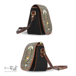 Scottish Gordon Weathered Tartan Saddle Crossbody Bag with Family Crest Scottish Plaid Tartan Plaid - ScotsTee - scotstee.com