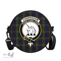 Scottish Cunningham Hunting Tartan Round Crossbody Bags - Round Purse with Family Crest Scottish Plaid Tartan Plaid - ScotsTee - scotstee.com