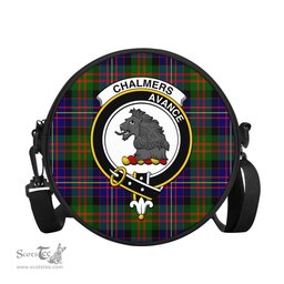 Scottish Chalmers Modern Tartan Round Crossbody Bags - Round Purse with Family Crest Scottish Plaid Tartan Plaid - ScotsTee - scotstee.com