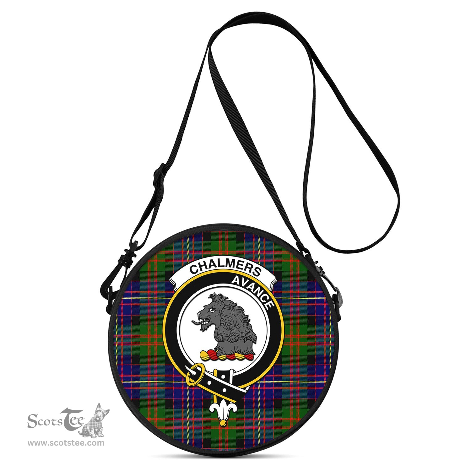 Scottish Chalmers Modern Tartan Round Crossbody Bags - Round Purse with Family Crest Scottish Plaid Tartan Plaid - ScotsTee - scotstee.com