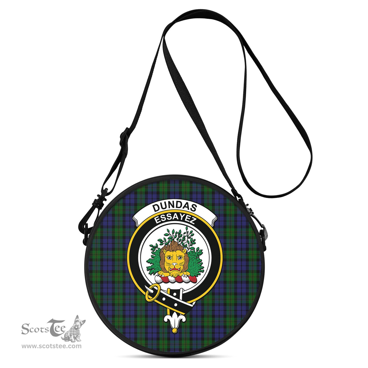 Scottish Dundas Tartan Round Crossbody Bags - Round Purse with Family Crest Scottish Plaid Tartan Plaid - ScotsTee - scotstee.com