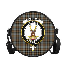 Scottish Gordon Weathered Tartan Round Crossbody Bags - Round Purse with Family Crest Scottish Plaid Tartan Plaid - ScotsTee - scotstee.com