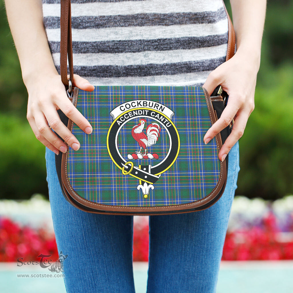 Scottish Cockburn Ancient Tartan Saddle Crossbody Bag with Family Crest Scottish Plaid Tartan Plaid - ScotsTee - scotstee.com
