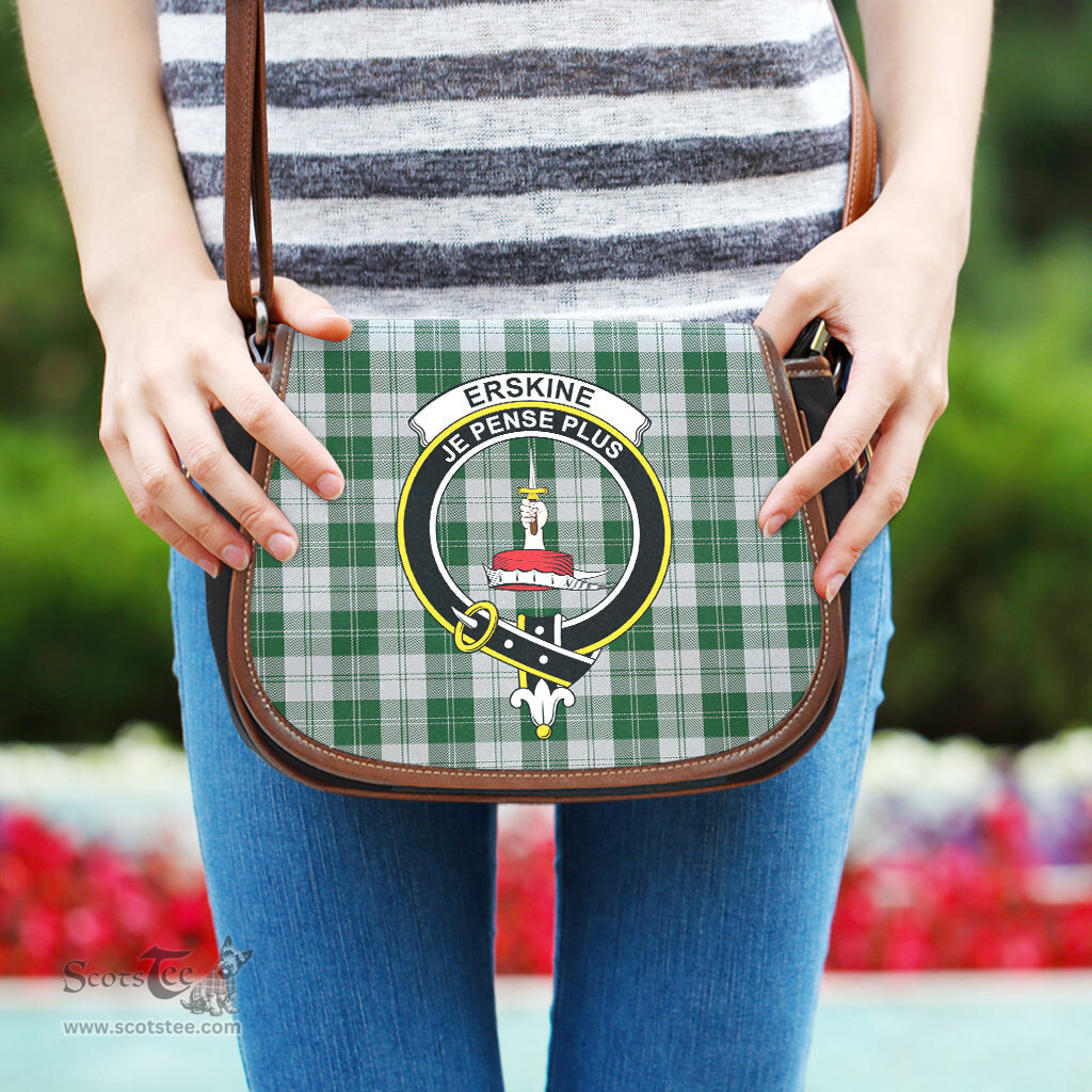 Scottish Erskine Green Tartan Saddle Crossbody Bag with Family Crest Scottish Plaid Tartan Plaid - ScotsTee - scotstee.com