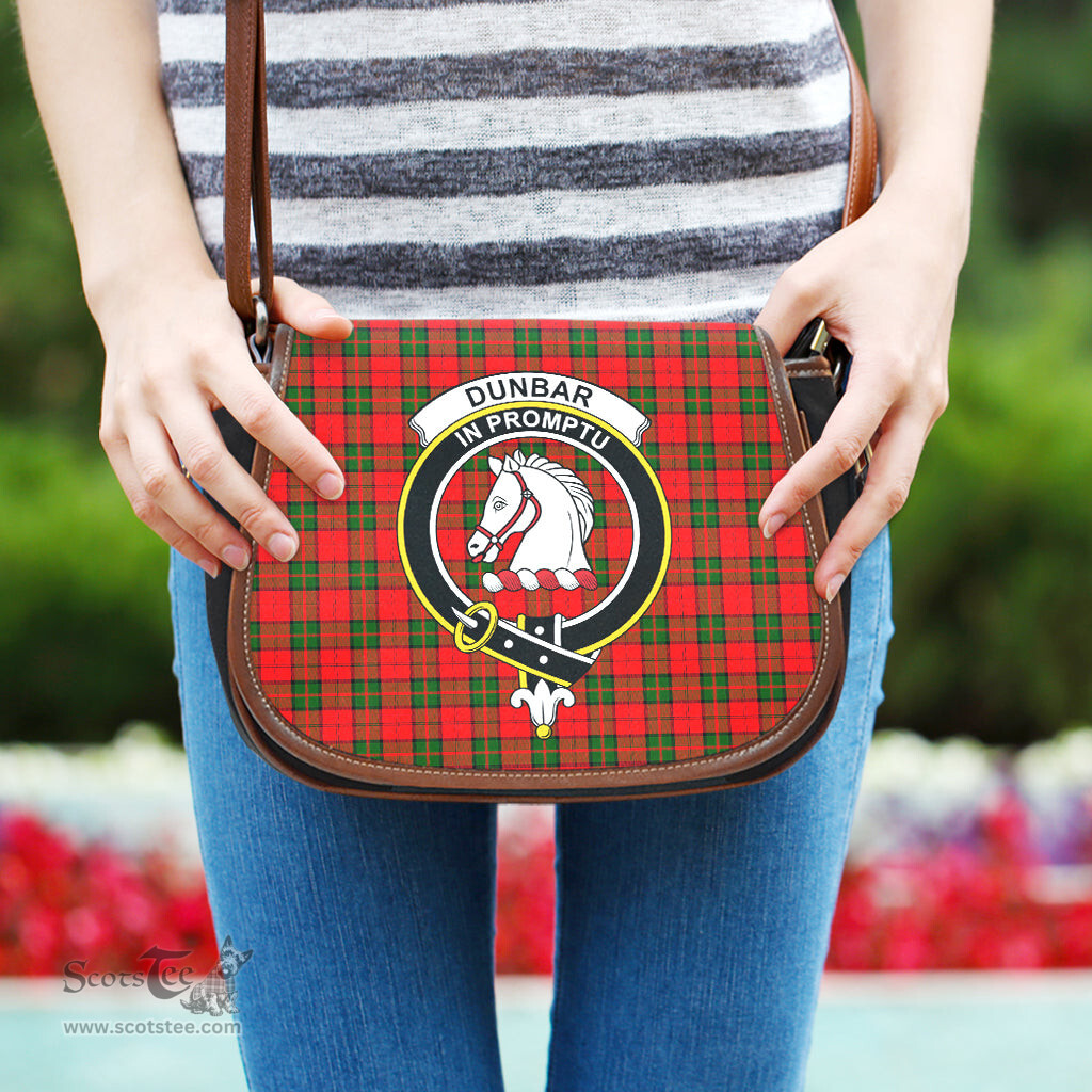 Scottish Dunbar Modern Tartan Saddle Crossbody Bag with Family Crest Scottish Plaid Tartan Plaid - ScotsTee - scotstee.com