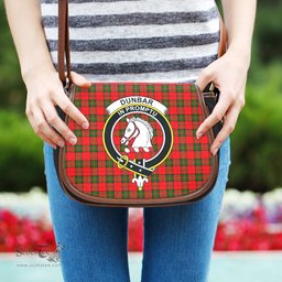 Scottish Dunbar Modern Tartan Saddle Crossbody Bag with Family Crest Scottish Plaid Tartan Plaid - ScotsTee - scotstee.com