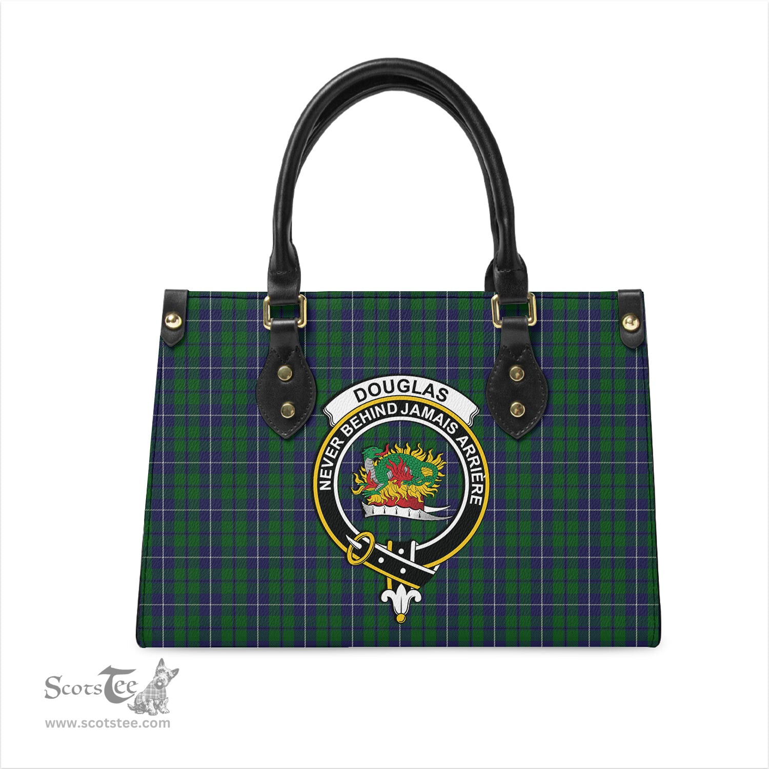 Scottish Douglas Green Tartan Leather Bag for Women with Family Crest Scottish Plaid Tartan Plaid - ScotsTee - scotstee.com