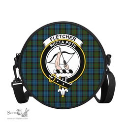 Scottish Fletcher of Dunans Tartan Round Crossbody Bags - Round Purse with Family Crest Scottish Plaid Tartan Plaid - ScotsTee - scotstee.com