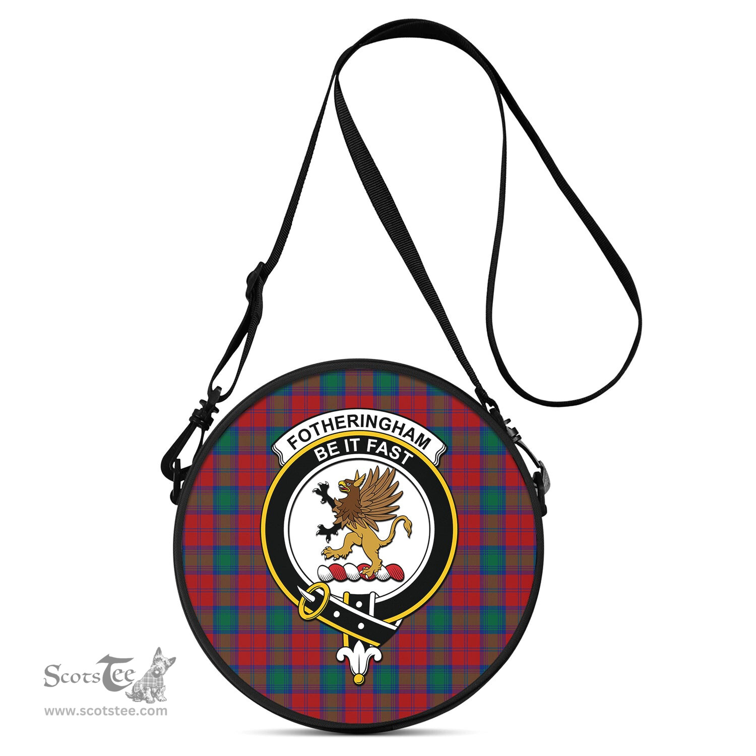 Scottish Fotheringham Modern Tartan Round Crossbody Bags - Round Purse with Family Crest Scottish Plaid Tartan Plaid - ScotsTee - scotstee.com