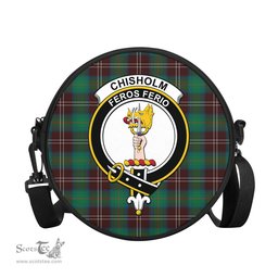 Scottish Chisholm Hunting Ancient Tartan Round Crossbody Bags - Round Purse with Family Crest Scottish Plaid Tartan Plaid - ScotsTee - scotstee.com