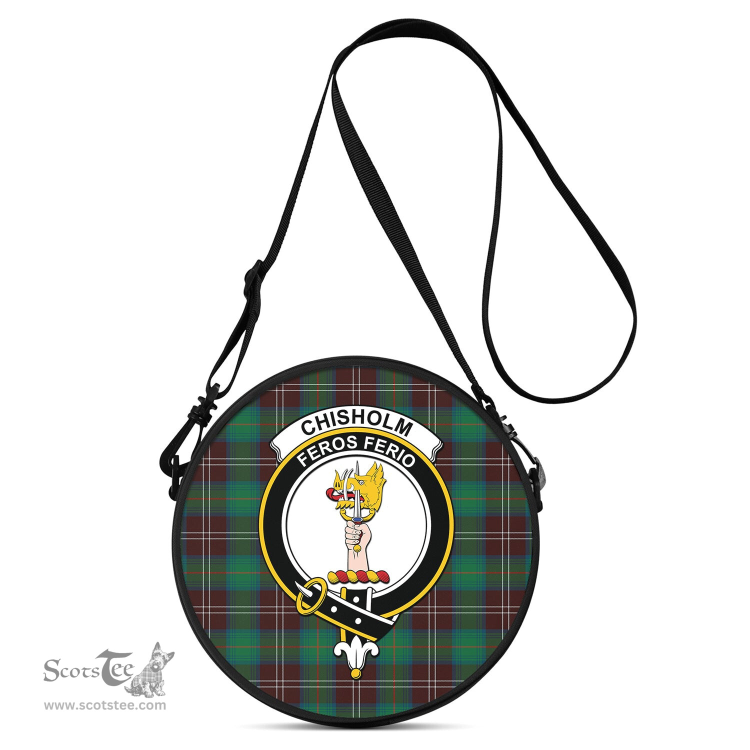 Scottish Chisholm Hunting Ancient Tartan Round Crossbody Bags - Round Purse with Family Crest Scottish Plaid Tartan Plaid - ScotsTee - scotstee.com