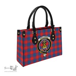 Scottish Galloway Red Tartan Leather Bag for Women with Family Crest Scottish Plaid Tartan Plaid - ScotsTee - scotstee.com