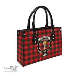 Scottish Chisholm Modern Tartan Leather Bag for Women with Family Crest Scottish Plaid Tartan Plaid - ScotsTee - scotstee.com