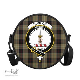 Scottish Dunlop Hunting Tartan Round Crossbody Bags - Round Purse with Family Crest Scottish Plaid Tartan Plaid - ScotsTee - scotstee.com