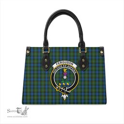 Scottish Ferguson of Atholl Tartan Leather Bag for Women with Family Crest Scottish Plaid Tartan Plaid - ScotsTee - scotstee.com