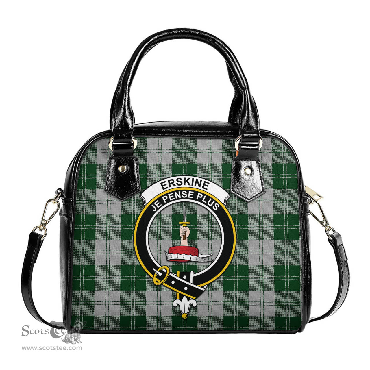 Scottish Erskine Green Tartan Shoulder Handbags with Family Crest Scottish Plaid Tartan Plaid - ScotsTee - scotstee.com