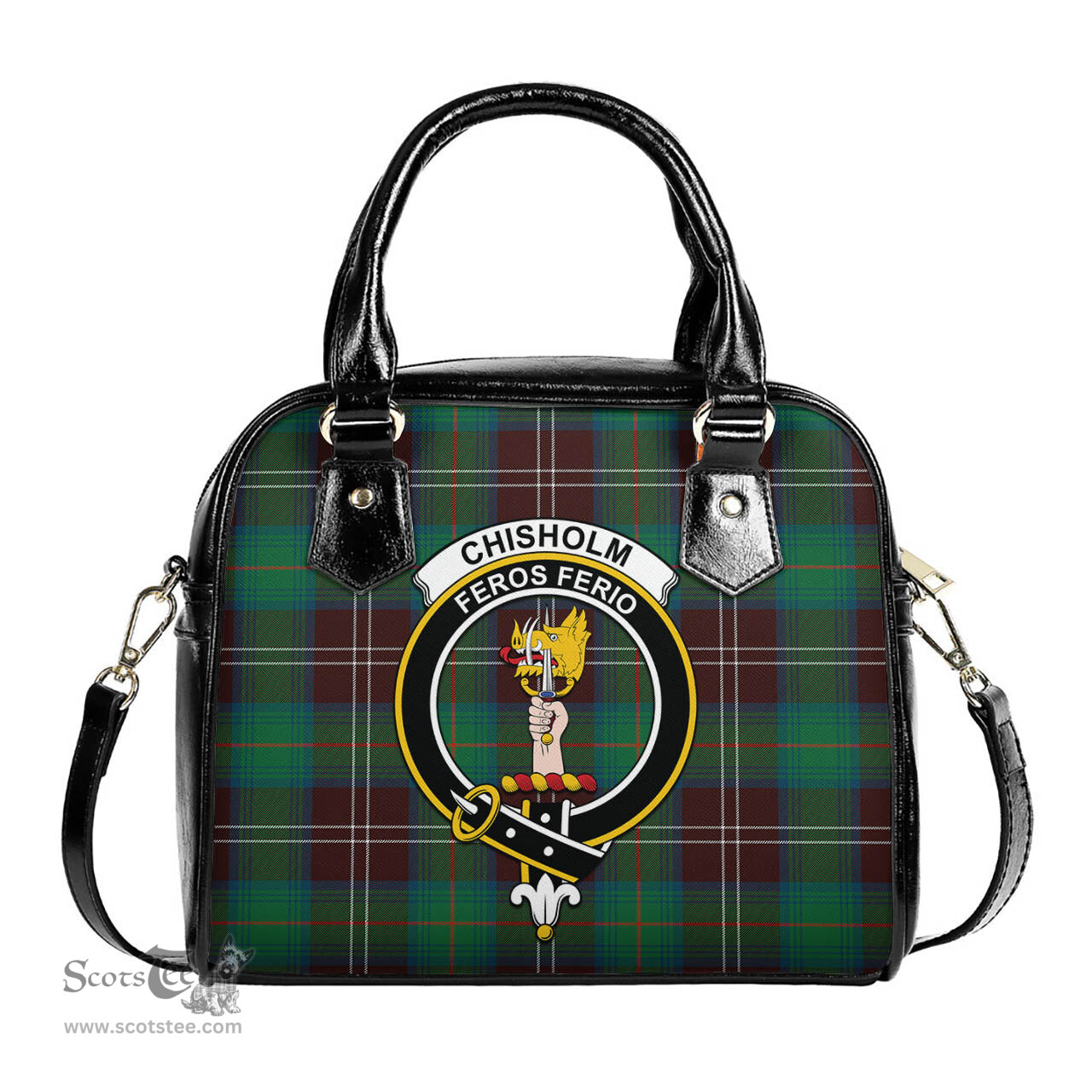 Scottish Chisholm Hunting Ancient Tartan Shoulder Handbags with Family Crest Scottish Plaid Tartan Plaid - ScotsTee - scotstee.com