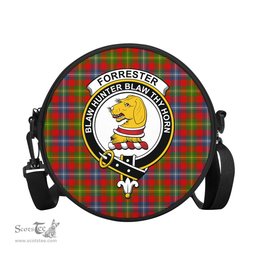 Scottish Forrester Tartan Round Crossbody Bags - Round Purse with Family Crest Scottish Plaid Tartan Plaid - ScotsTee - scotstee.com