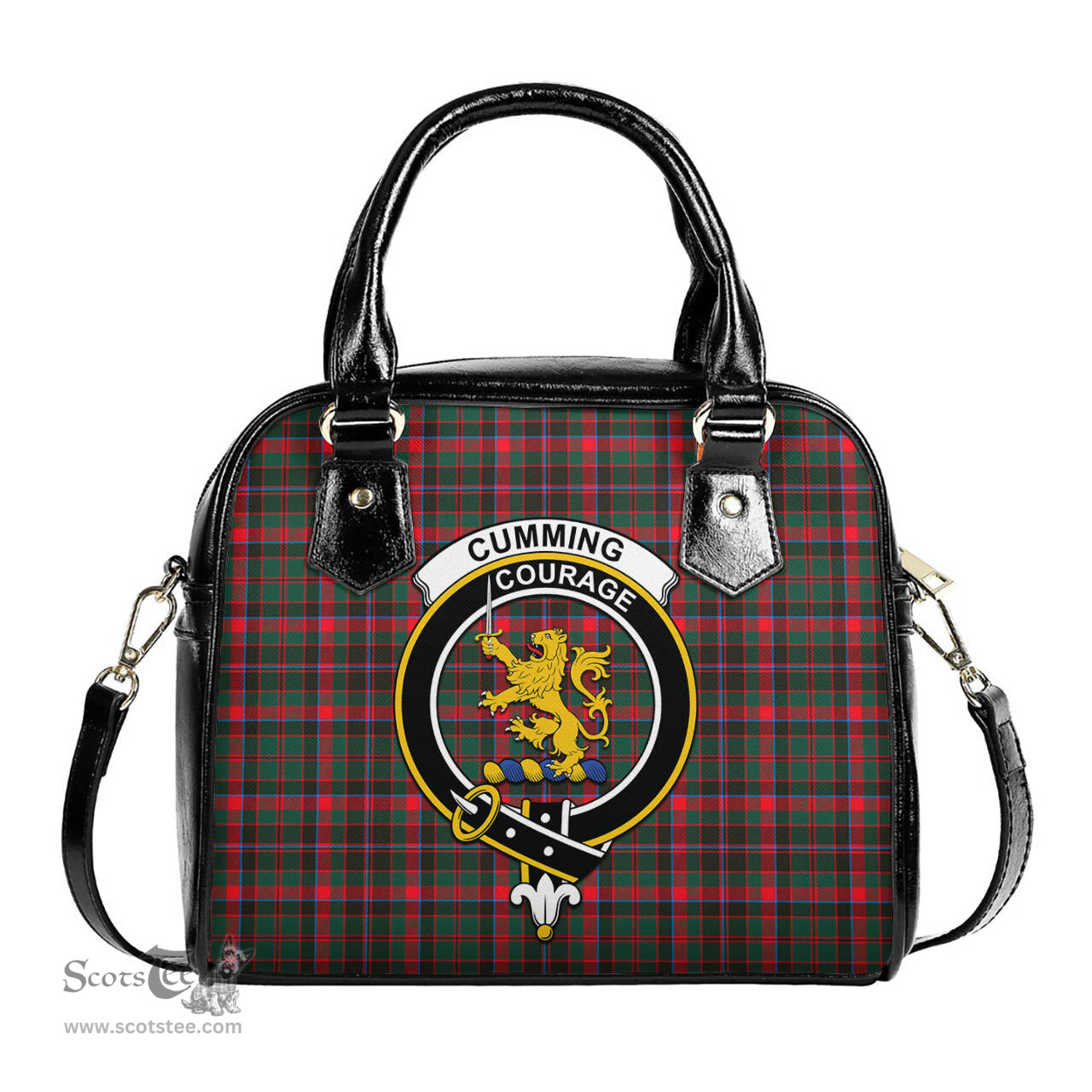Scottish Cumming Hunting Modern Tartan Shoulder Handbags with Family Crest Scottish Plaid Tartan Plaid - ScotsTee - scotstee.com