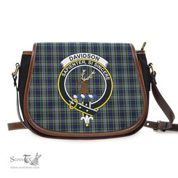 Scottish Davidson of Tulloch Dress Tartan Saddle Crossbody Bag with Family Crest Scottish Plaid Tartan Plaid - ScotsTee - scotstee.com