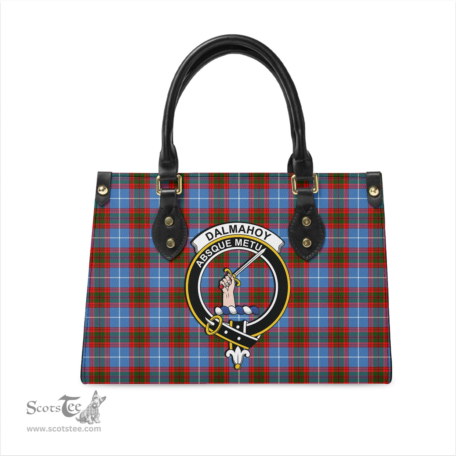 Scottish Dalmahoy Tartan Leather Bag for Women with Family Crest Scottish Plaid Tartan Plaid - ScotsTee - scotstee.com