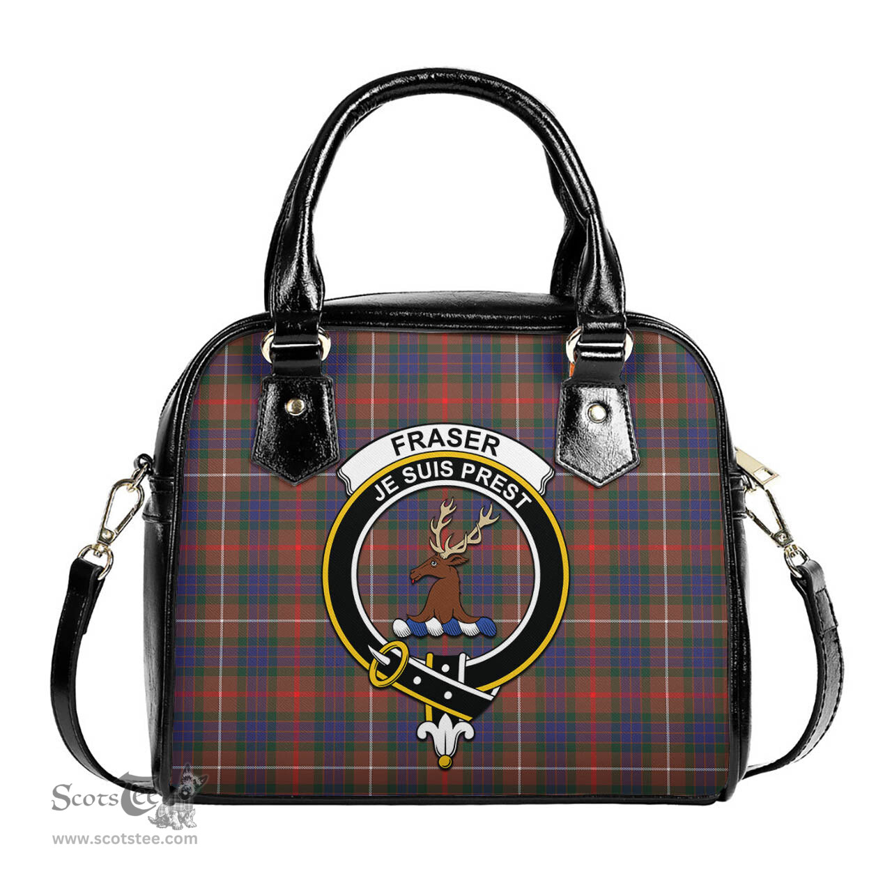 Scottish Fraser Hunting Modern Tartan Shoulder Handbags with Family Crest Scottish Plaid Tartan Plaid - ScotsTee - scotstee.com