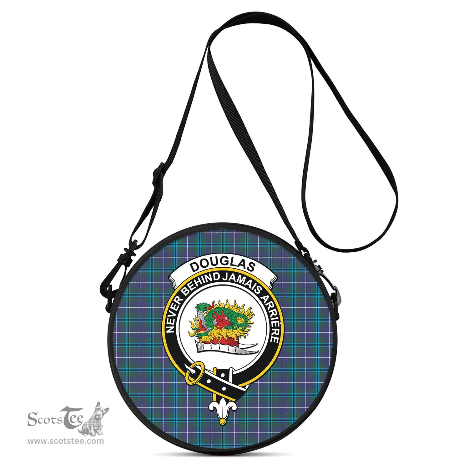 Scottish Douglas Modern Tartan Round Crossbody Bags - Round Purse with Family Crest Scottish Plaid Tartan Plaid - ScotsTee - scotstee.com