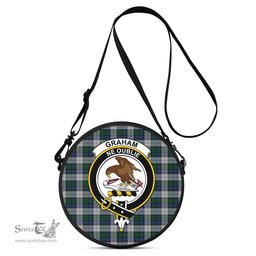 Scottish Graham Dress Tartan Round Crossbody Bags - Round Purse with Family Crest Scottish Plaid Tartan Plaid - ScotsTee - scotstee.com
