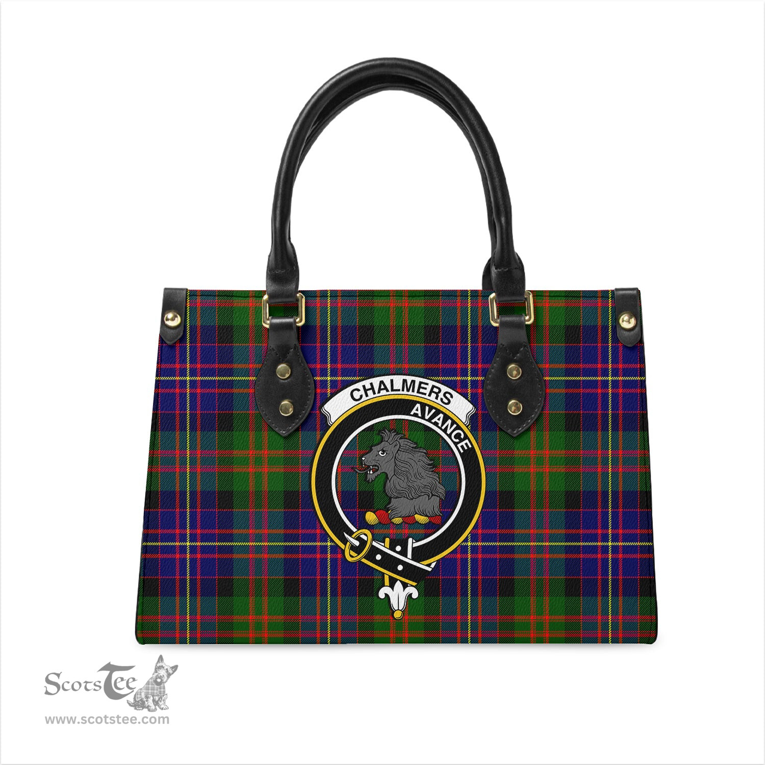 Scottish Chalmers Modern Tartan Leather Bag for Women with Family Crest Scottish Plaid Tartan Plaid - ScotsTee - scotstee.com