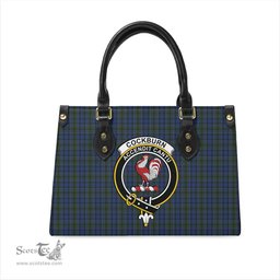 Scottish Cockburn Blue Tartan Leather Bag for Women with Family Crest Scottish Plaid Tartan Plaid - ScotsTee - scotstee.com