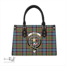 Scottish Glass Tartan Leather Bag for Women with Family Crest Scottish Plaid Tartan Plaid - ScotsTee - scotstee.com