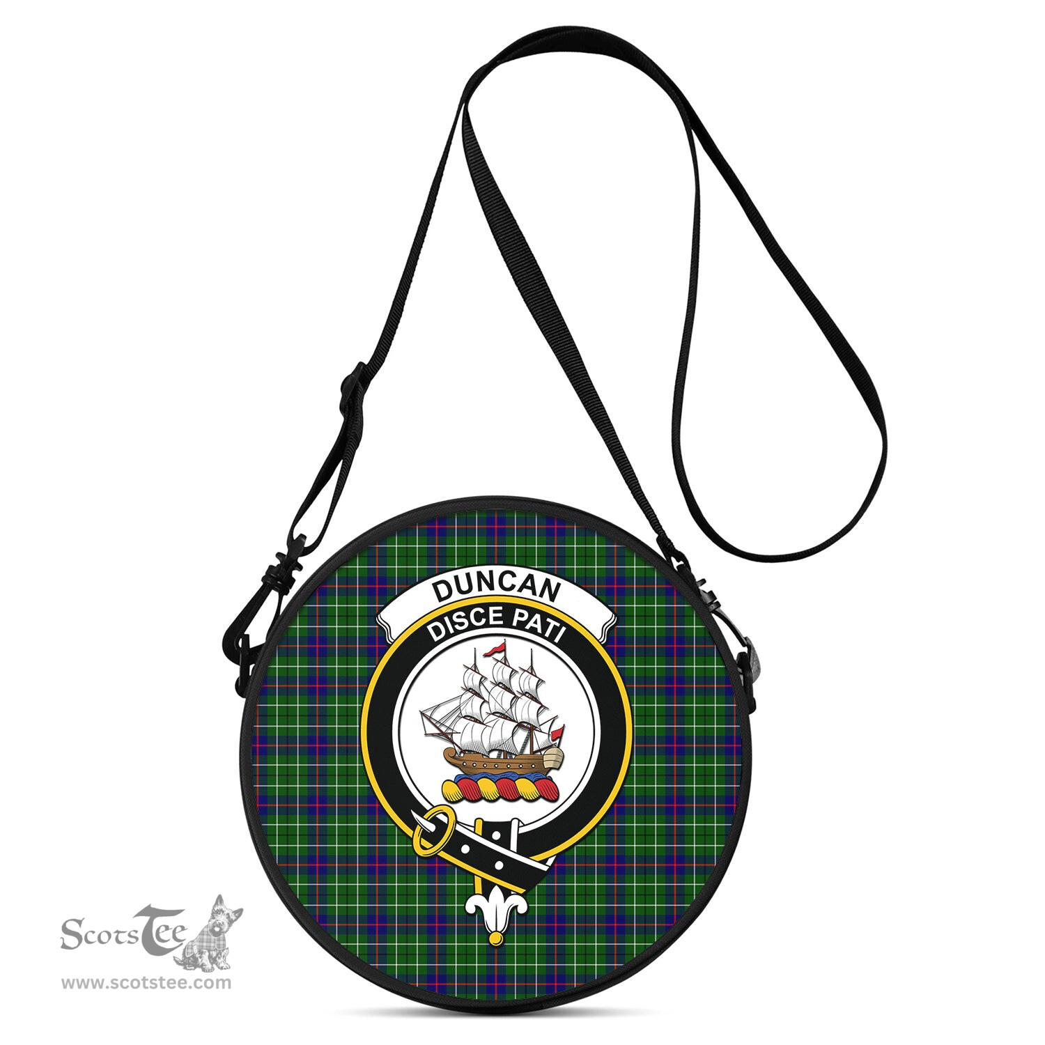 Scottish Duncan Modern Tartan Round Crossbody Bags - Round Purse with Family Crest Scottish Plaid Tartan Plaid - ScotsTee - scotstee.com