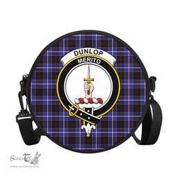 Scottish Dunlop Modern Tartan Round Crossbody Bags - Round Purse with Family Crest Scottish Plaid Tartan Plaid - ScotsTee - scotstee.com