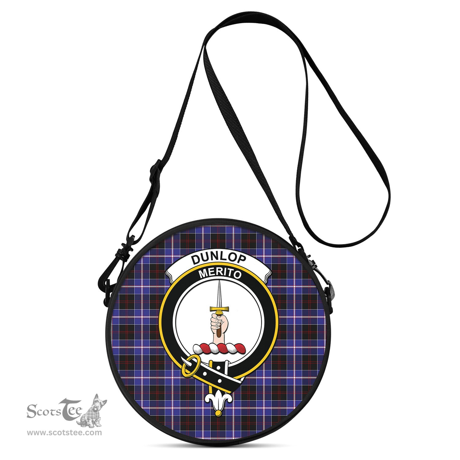 Scottish Dunlop Modern Tartan Round Crossbody Bags - Round Purse with Family Crest Scottish Plaid Tartan Plaid - ScotsTee - scotstee.com